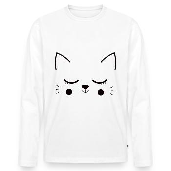 Tête de chat chat - T-shirt manches longues Premium bio Homme - blanc - Devant - Nico (187cm)