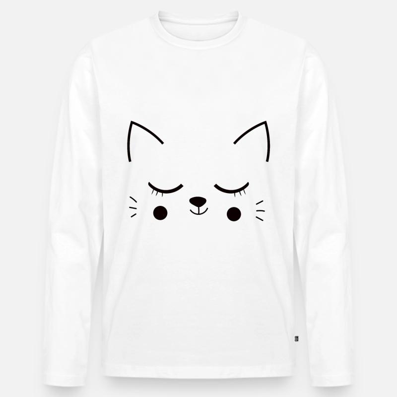 Katze Katzenkopf - Männer Premium Bio Langarmshirt - Weiß
