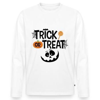 Trick or Treat Halloween Face Pumpkin - Men's Premium Organic Long Sleeve Shirt - white - Front - Nico (187cm)