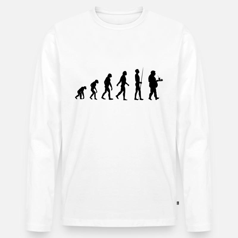 Evolution des Essens - Männer Premium Bio Langarmshirt - Weiß
