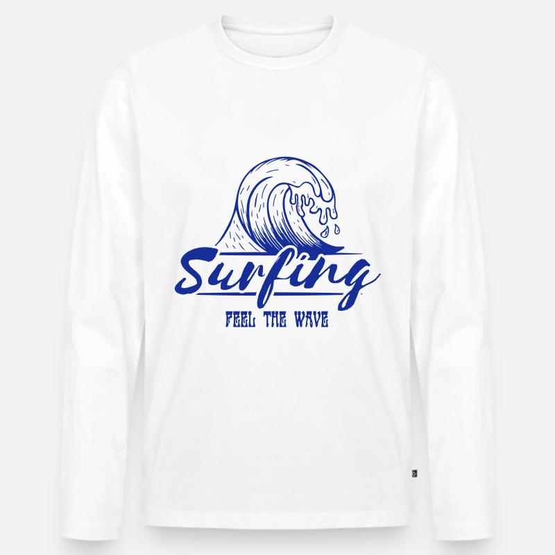 feel the wave - Männer Premium Bio Langarmshirt - Weiß