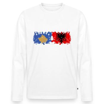 Albanie Kosovo - T-shirt manches longues Premium bio Homme - blanc - Devant - Nico (187cm)