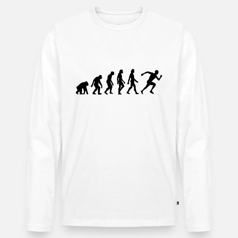 Die Evolution von Laufen - Männer Premium Bio Langarmshirt - Weiß