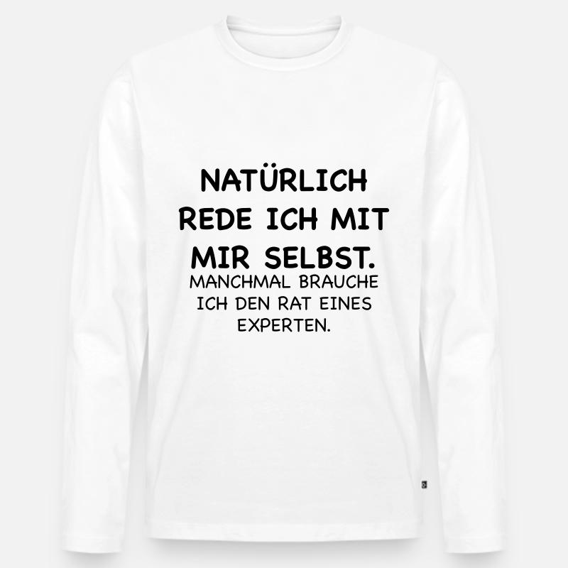 lustig Selbstgespraech Experte Geschenk - Männer Premium Bio Langarmshirt - Weiß