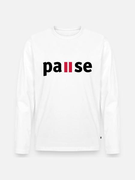 Pause - Men's Premium Organic Long Sleeve Shirt - white