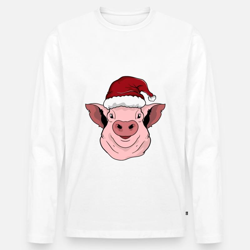Schwein - Männer Premium Bio Langarmshirt - Weiß