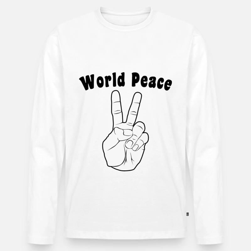 World Peace - Männer Premium Bio Langarmshirt - Weiß