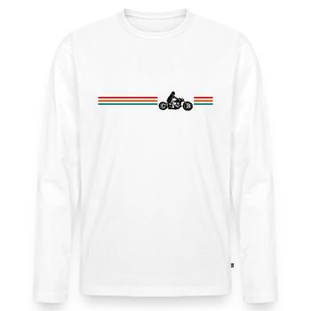 Motorcycle Chopper - Men's Premium Organic Long Sleeve Shirt - white - Front - Nico (187cm)