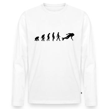 Die Evolution von Flaschentauchen - Männer Premium Bio Langarmshirt - Weiß - Vorne - Nico (187cm)