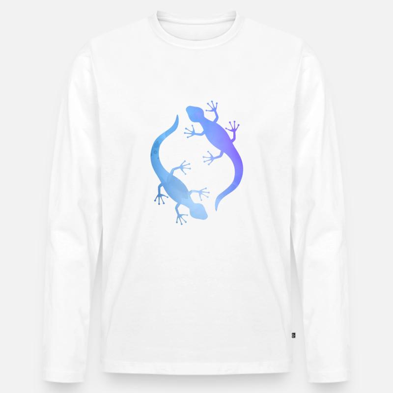 Blaue Echsen - Männer Premium Bio Langarmshirt - Weiß