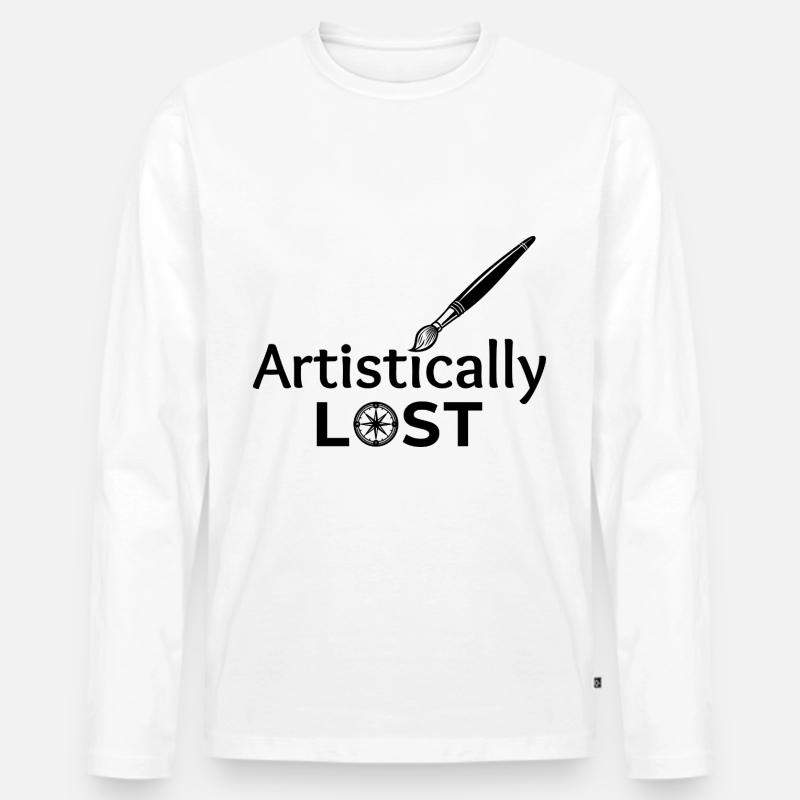 Künstlerisch verlorenes Kompasskarten-Design - Männer Premium Bio Langarmshirt - Weiß