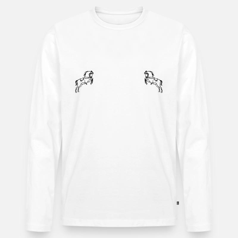 Pferde - Männer Premium Bio Langarmshirt - Weiß