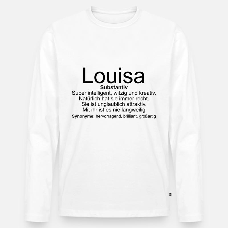 Name Definition Louisa - Männer Premium Bio Langarmshirt - Weiß