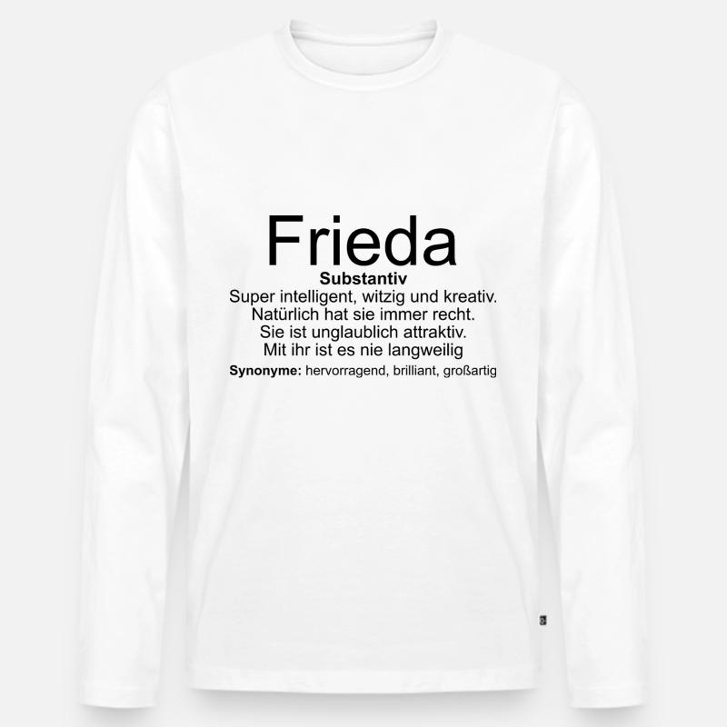 Name Definition Frieda - Männer Premium Bio Langarmshirt - Weiß