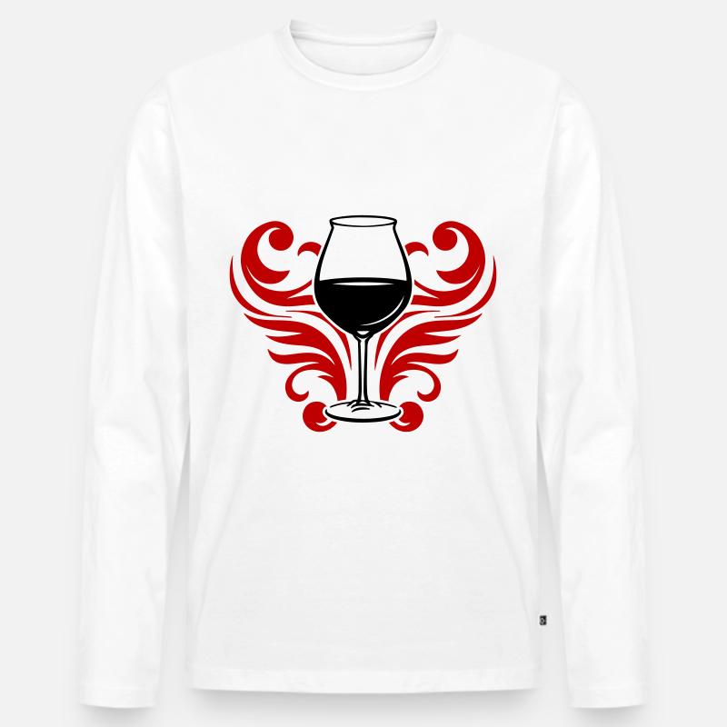 Wein Symbol Glas - Männer Premium Bio Langarmshirt - Weiß