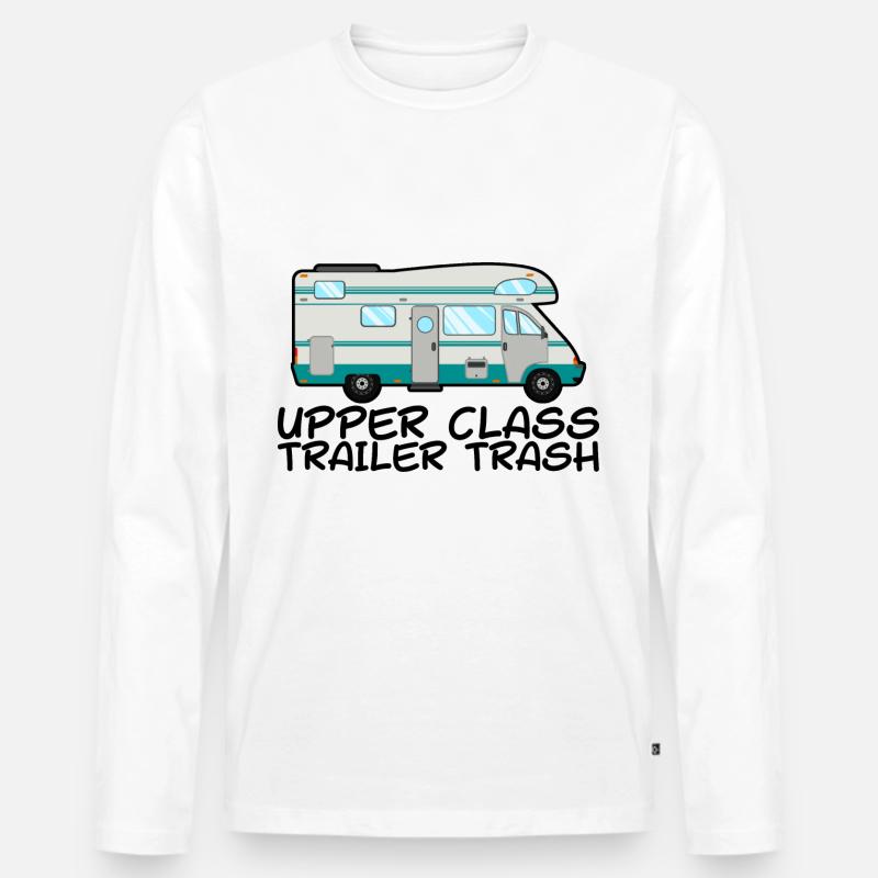 Upper Class Trailer Trash 2 - Männer Premium Bio Langarmshirt - Weiß