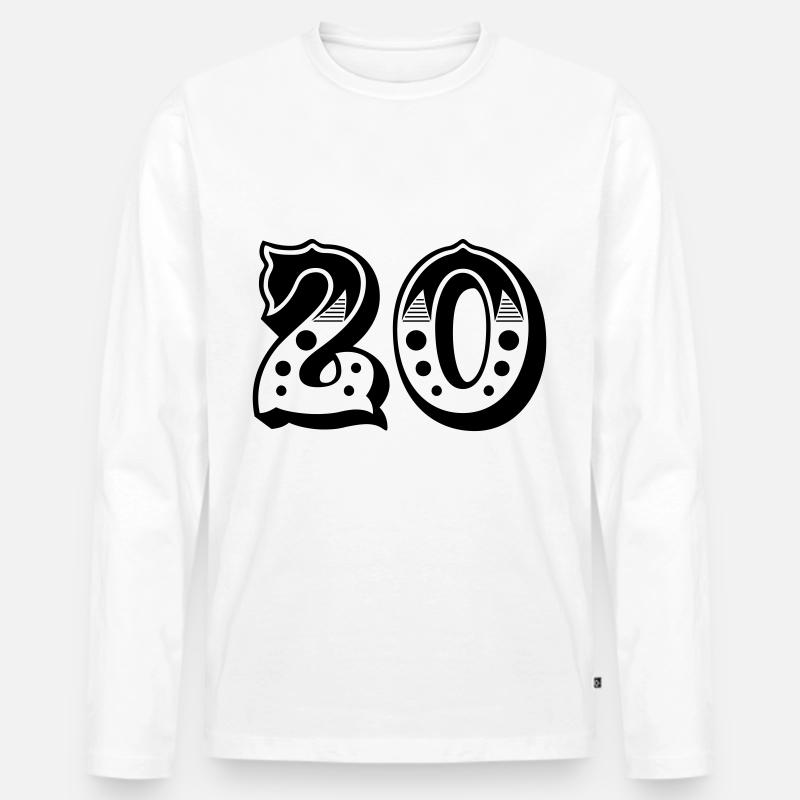 20 - Zahl - Nummer - Männer Premium Bio Langarmshirt - Weiß