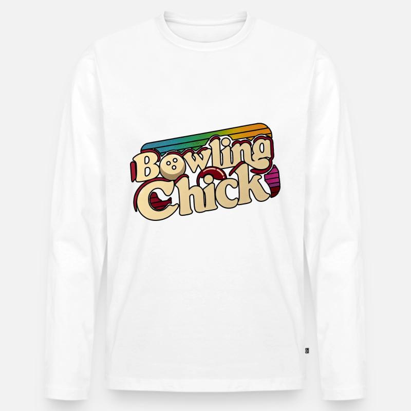 Bowling Chick 18 - Männer Premium Bio Langarmshirt - Weiß