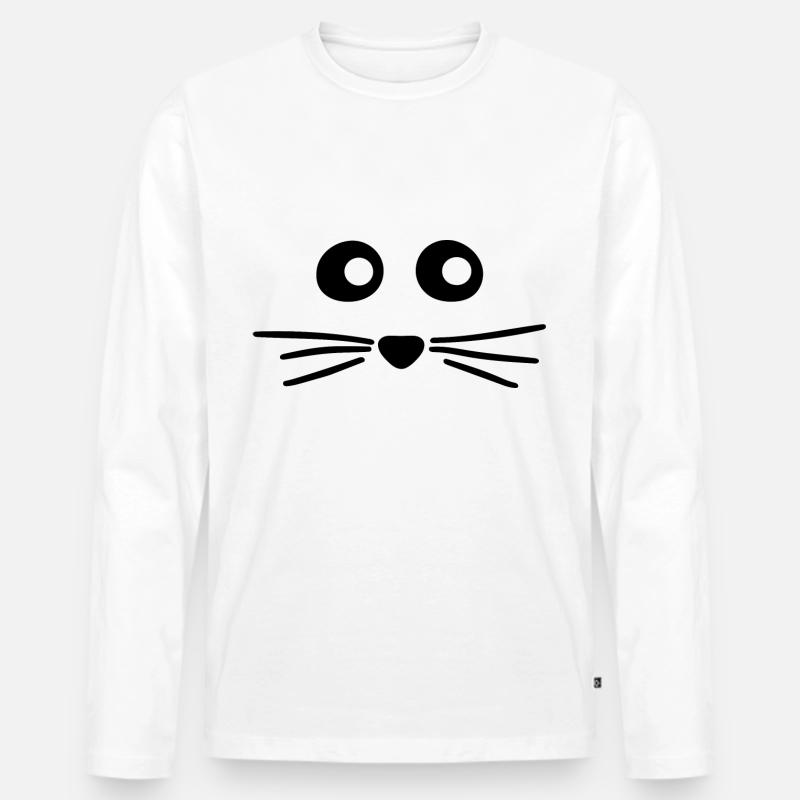 Maus Niedlicher Mäuse Blick - Männer Premium Bio Langarmshirt - Weiß