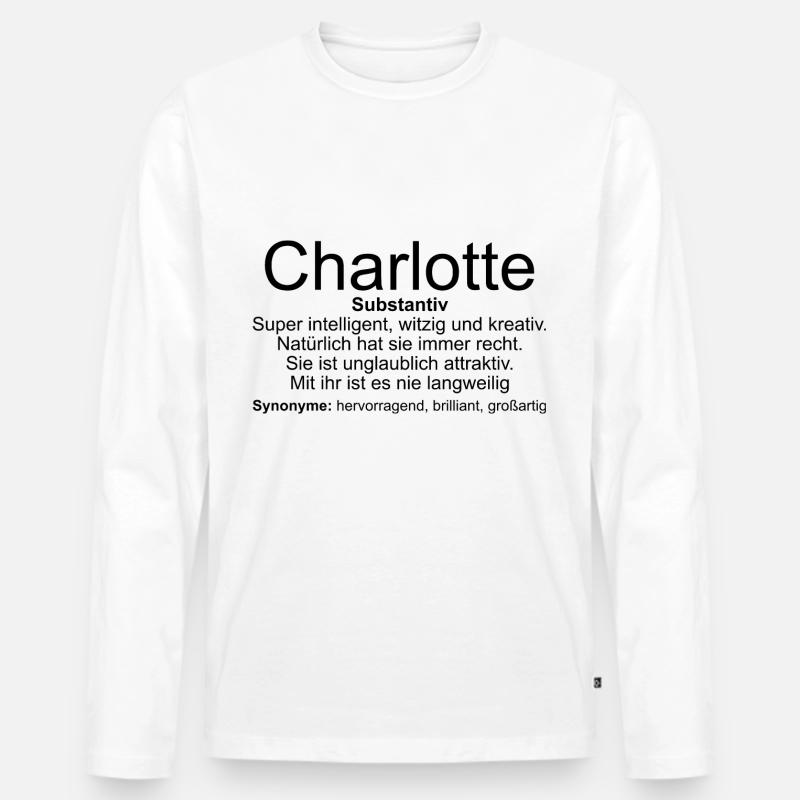 Name Definition Charlotte - Männer Premium Bio Langarmshirt - Weiß