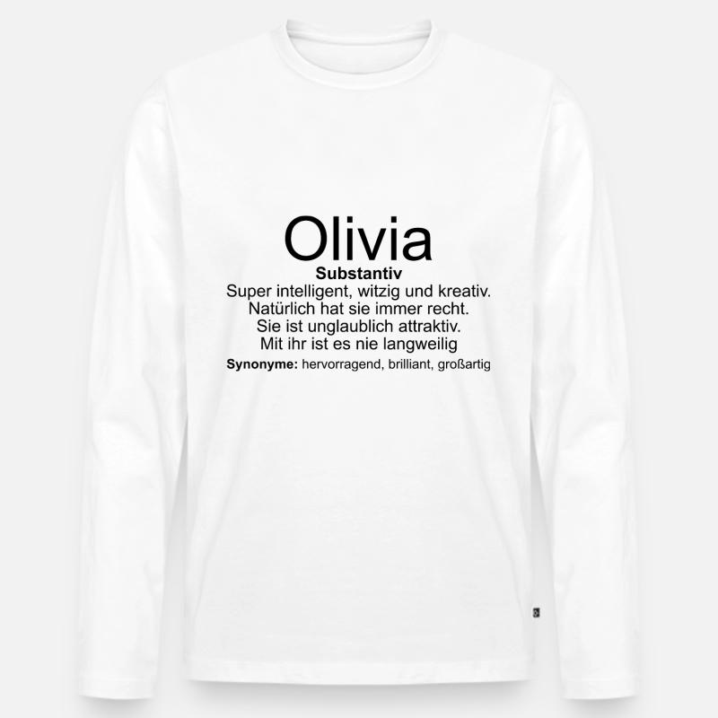 Name Definition Olivia - Männer Premium Bio Langarmshirt - Weiß