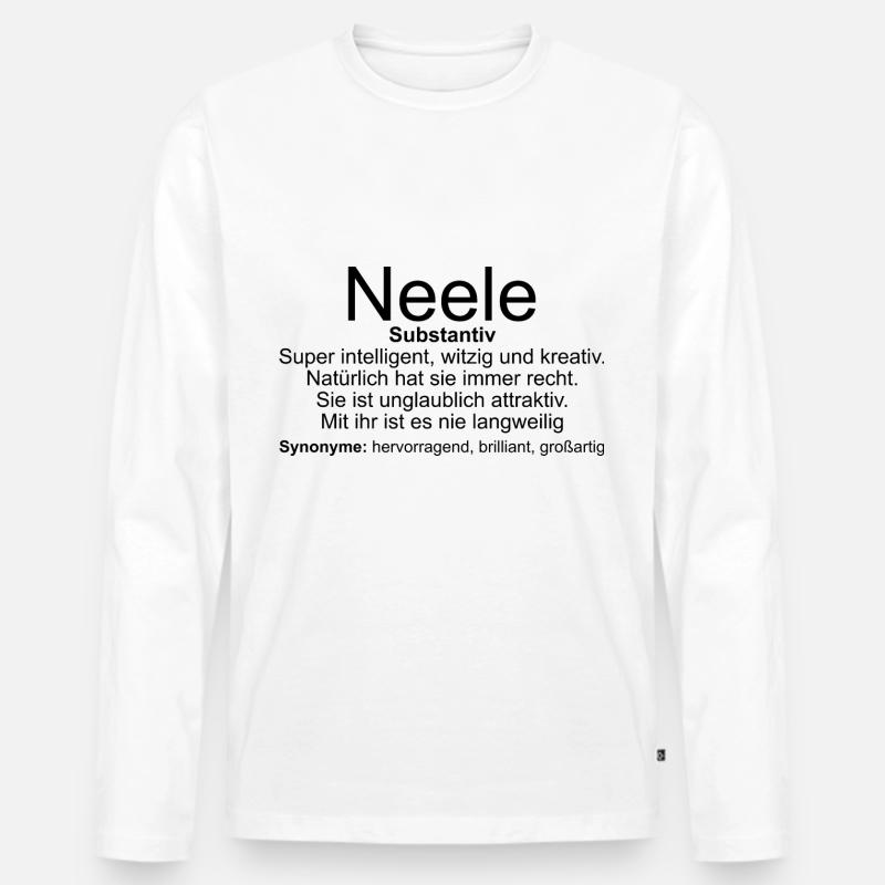 Name Definition Neele - Männer Premium Bio Langarmshirt - Weiß