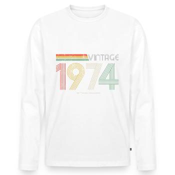 Vintage 1974 Pseudo Collection - Männer Premium Bio Langarmshirt - Weiß - Vorne - Nico (187cm)