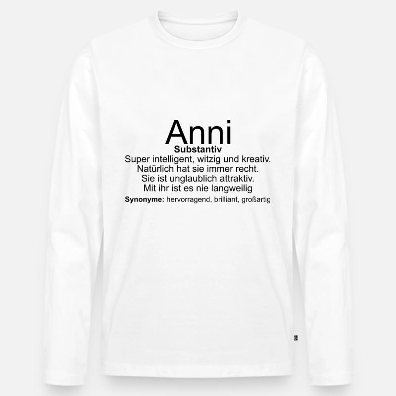 Name Definition Anni - Männer Premium Bio Langarmshirt - Weiß