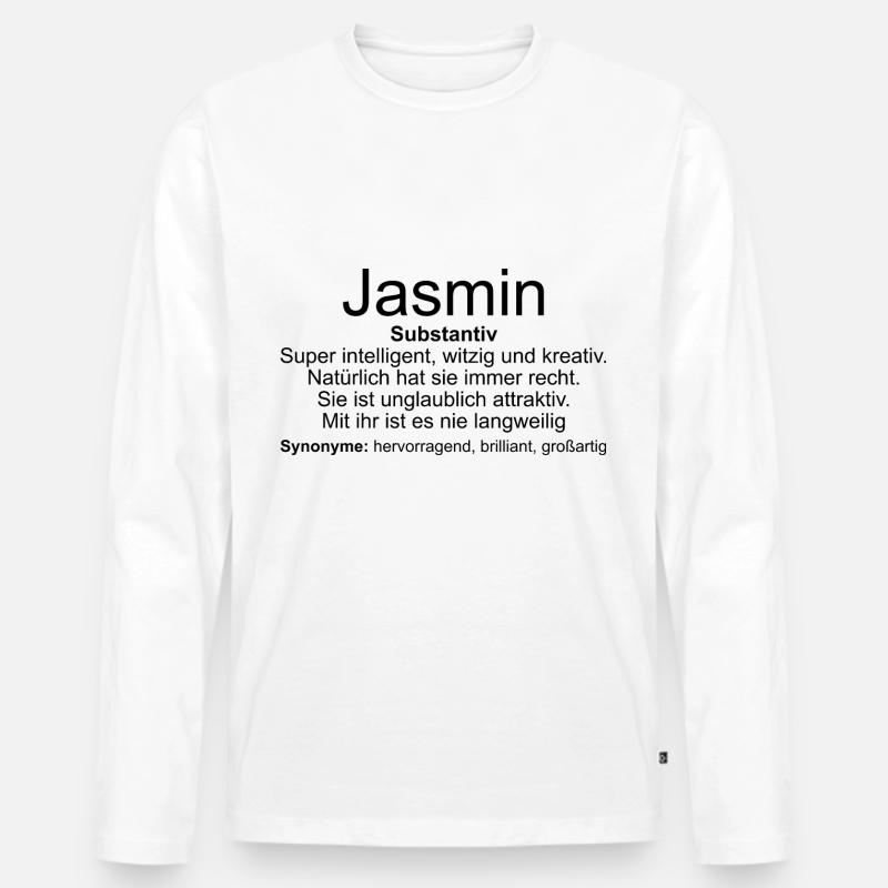 Name Definition Jasmin - Männer Premium Bio Langarmshirt - Weiß