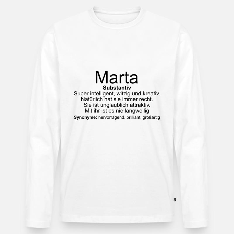 Name Definition Marta - Männer Premium Bio Langarmshirt - Weiß