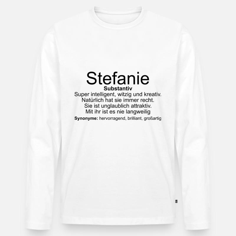 Name Definition Stefanie - Männer Premium Bio Langarmshirt - Weiß