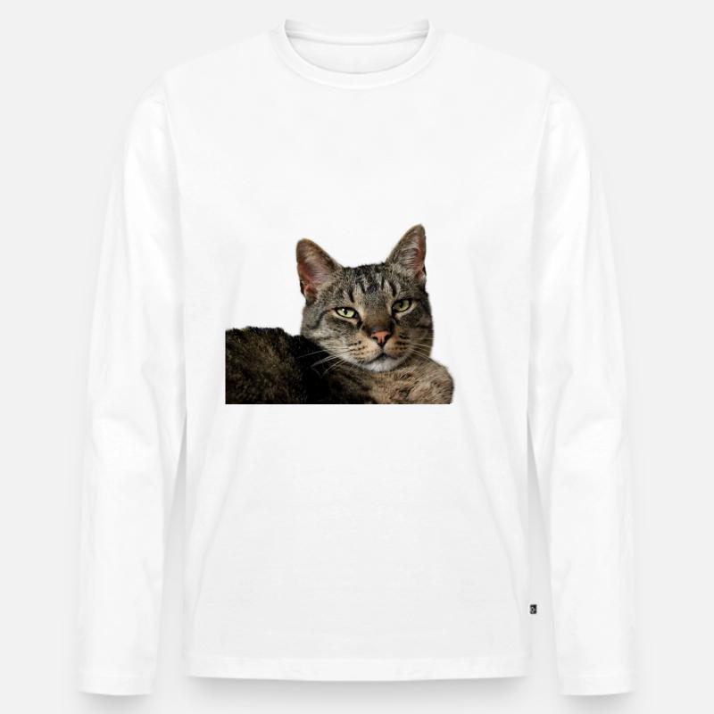 Katze Kätzchen - Männer Premium Bio Langarmshirt - Weiß
