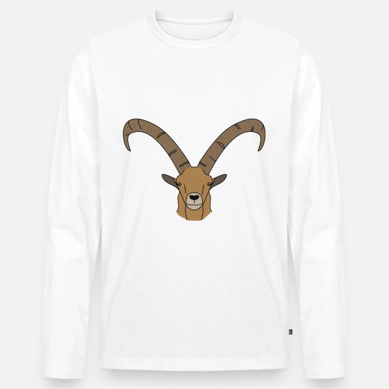 Steinbock - Männer Premium Bio Langarmshirt - Weiß