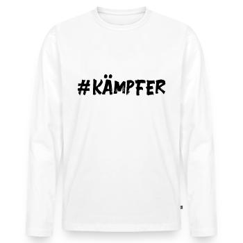 # Kämpfer - Glücksbringer Mut Kraft - Männer Premium Bio Langarmshirt - Weiß - Vorne - Nico (187cm)