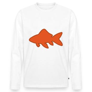 Goldfisch - Silhouette - Geschenkidee - Männer Premium Bio Langarmshirt - Weiß - Vorne - Nico (187cm)