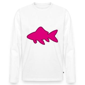 Goldfisch - Silhouette - Geschenkidee - Männer Premium Bio Langarmshirt - Weiß - Vorne - Nico (187cm)