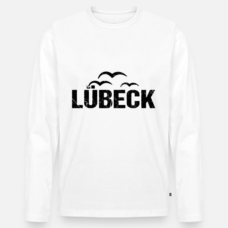 Lübeck Möwen Hansestadt - Männer Premium Bio Langarmshirt - Weiß