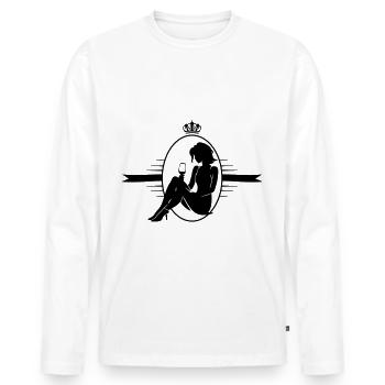 Woman Silhouette Celebrating Bottle Drinking - Men's Premium Organic Long Sleeve Shirt - white - Front - Nico (187cm)