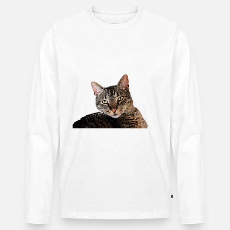 Katze Kätzchen - Männer Premium Bio Langarmshirt - Weiß
