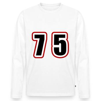 75 Number College - Men's Premium Organic Long Sleeve Shirt - white - Front - Nico (187cm)