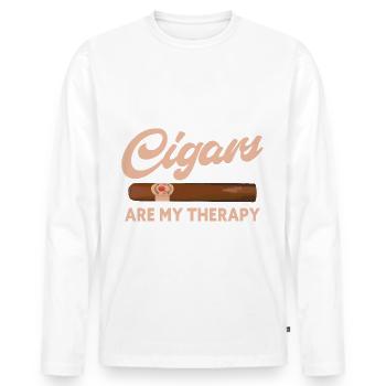 Les cigares sont ma thérapie Funng Cigar Smoker - T-shirt manches longues Premium bio Homme - blanc - Devant - Nico (187cm)