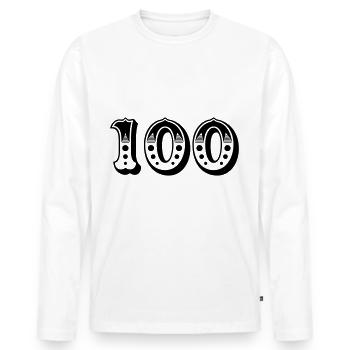 100 - Number - Number - Men's Premium Organic Long Sleeve Shirt - white - Front - Nico (187cm)
