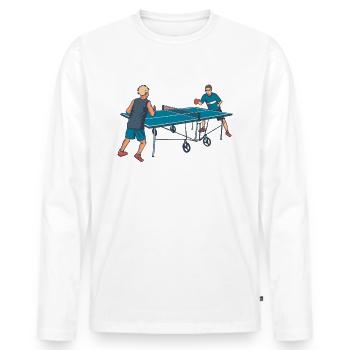 Ping-pong - T-shirt manches longues Premium bio Homme - blanc - Devant - Nico (187cm)