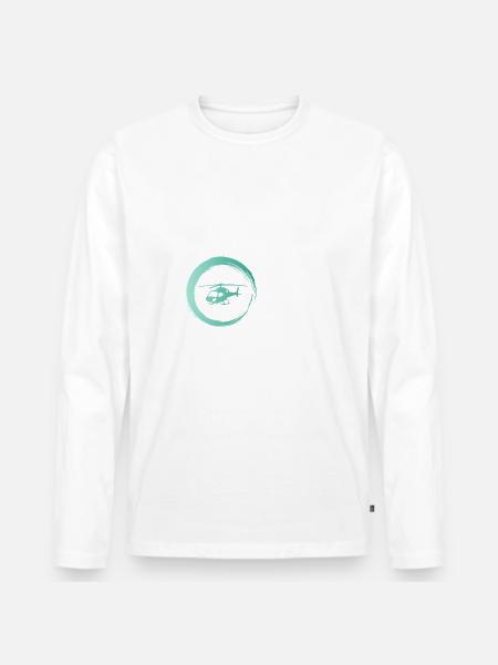 Sporty Hobby Leidenschaft Hubschrauber - Männer Premium Bio Langarmshirt - Weiß