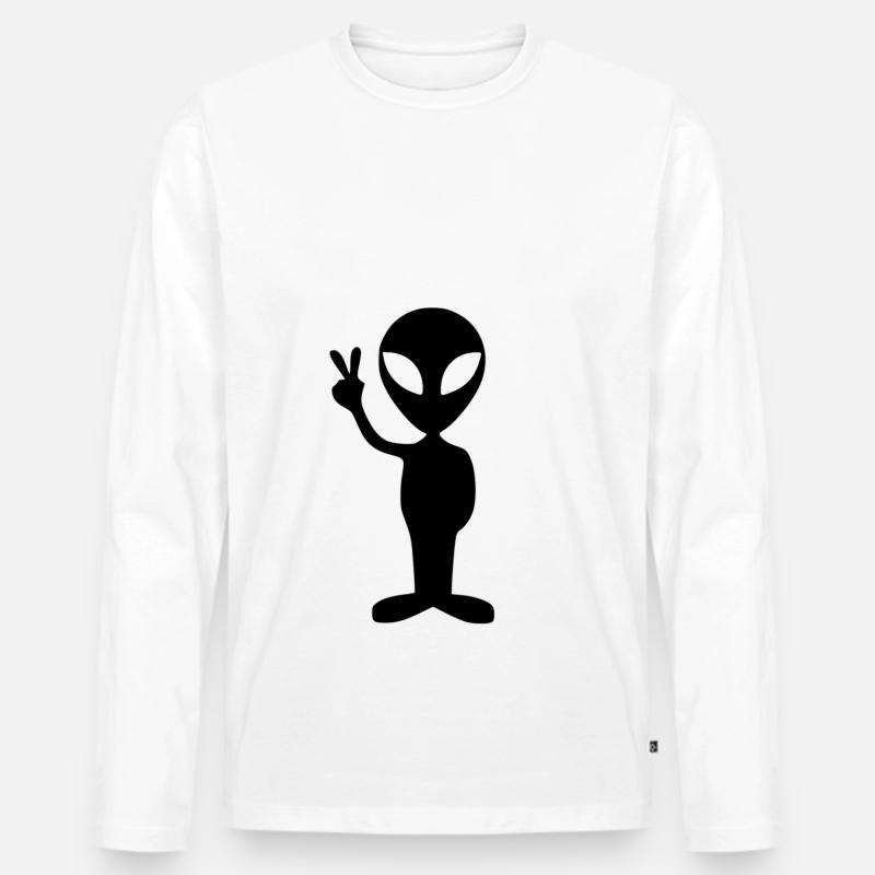 Alien - Männer Premium Bio Langarmshirt - Weiß