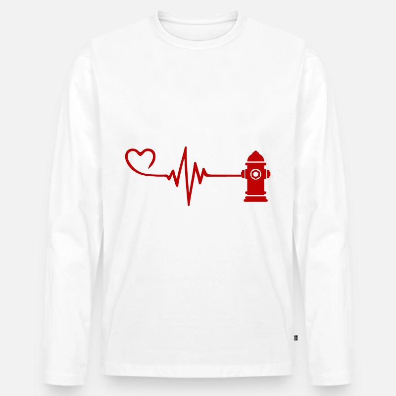 Hydrant Puls Herz Liebe - Männer Premium Bio Langarmshirt - Weiß