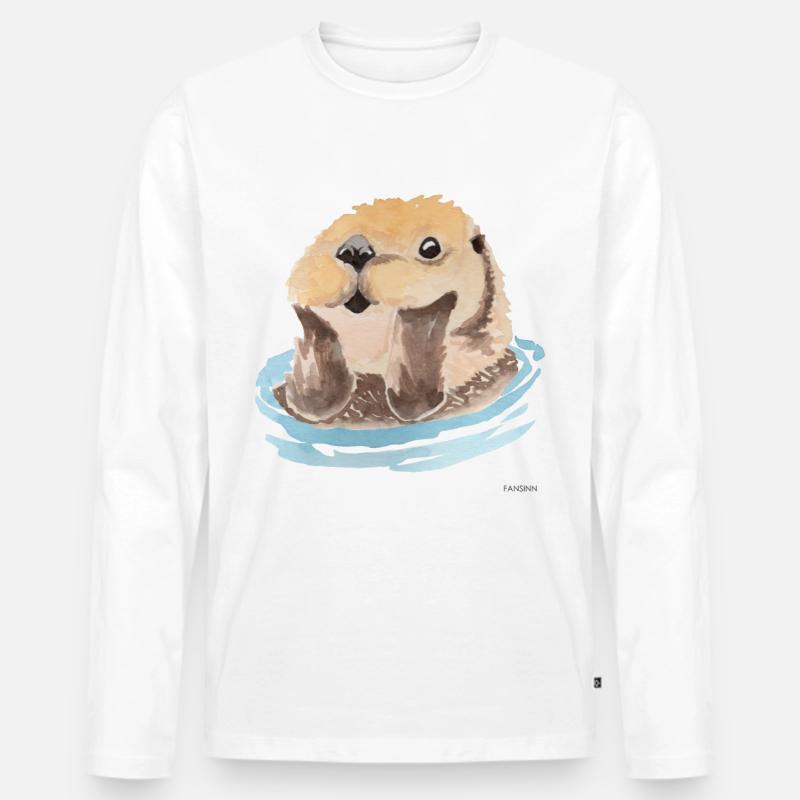 Otter Tier Marder Schwimmen Wasser Geschenk - Männer Premium Bio Langarmshirt - Weiß