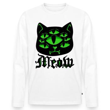 Katze Gothic Grufti Halloween Grusel Miau Geschenk - Männer Premium Bio Langarmshirt - Weiß - Vorne - Nico (187cm)