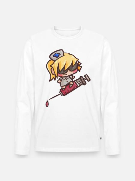 Nurse doctor syringe blood cartoon gift - Men's Premium Organic Long Sleeve Shirt - white