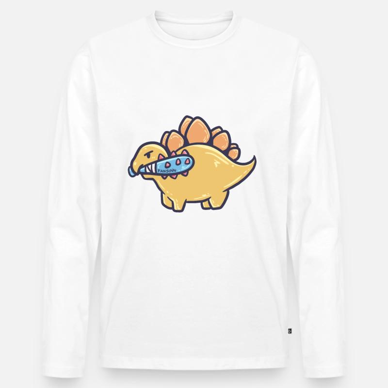 gefährlicher Dinosaurier - Männer Premium Bio Langarmshirt - Weiß